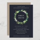 黒多肉性リース動物群ブルンフバーブリー招待状 サンキューカード (正面/裏面)