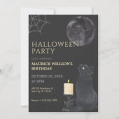 黒夜の神秘的な月猫 招待状 (正面)