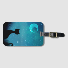 黒夜猫モダンイラストレーションキラキラ ラゲッジタグ