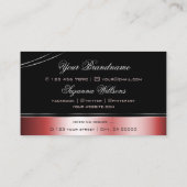 黒大切色の赤い曲線のデコールラインきらめく 名刺 (裏面)
