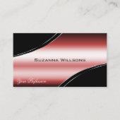 黒大切色の赤い曲線のデコールラインきらめく 名刺 (正面)