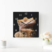 黒大時計の紋付きゲッコ スクエア壁時計 (ホーム)