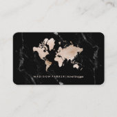 黒大理フェイク石のライト金ゴールドのワールドマップ 名刺 (正面)