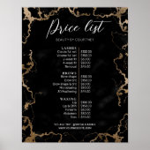 黒大理石および金ゴールドエレガントの価格表 ポスター (正面)