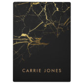 黒大理石かわいらし金ゴールドエレガント業 クリップボード (裏面)