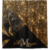 黒大理石とグリッター シャワーカーテン (正面)