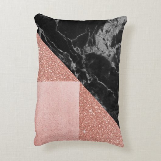 黒大理石とバラ金ゴールド枕 アクセントクッション (裏面(縦))