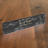 黒大理石と金ゴールドの上品な幹部 デスクネームプレート (側面)