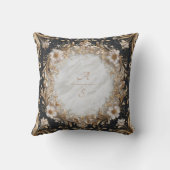 黒大理石と金ゴールドフローラ結婚のステッカー クッション (裏面)