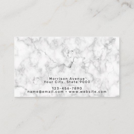 黒大理石と金ゴールドモダンモノグラムビジネスカー 名刺 (裏面)