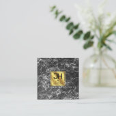 黒大理石と金ゴールドモノグラム スクエア名刺 (スタンド正面)
