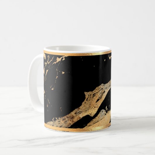 黒大理石と金ゴールドリメイドコーヒーマグ コーヒーマグカップ (正面左)