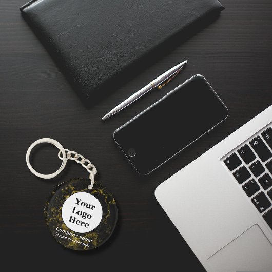 黒大理石と金ゴールド キーホルダー