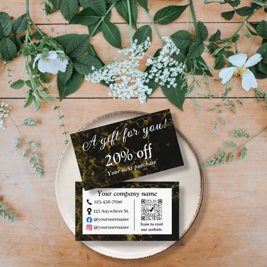 黒大理石と金ゴールド 割引カード