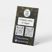 黒大理石と金ゴールド 台座サイン (正面)