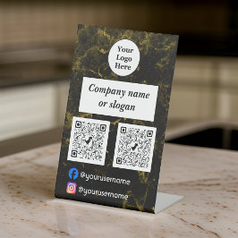 黒大理石と金ゴールド 台座サイン