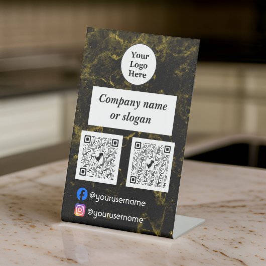 黒大理石と金ゴールド 台座サイン