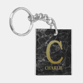 黒大理石にC字モノグラム キーホルダー (正面左)