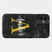 黒大理石イニシャルiphone/samsungケース Case-Mate iPhoneケース (裏面(横))