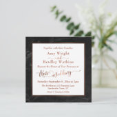 黒大理石エレガント付き銅スクリプト | 結婚s 招待状 (スタンド正面)