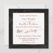 黒大理石エレガント付き銅スクリプト | 結婚s 招待状 (正面)