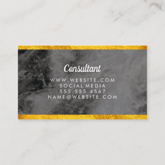 黒大理石エレガント金ゴールドトリム 名刺 (裏面)