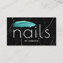 黒大理石エレガント(ターコイズ爪、 ネイル) 名刺