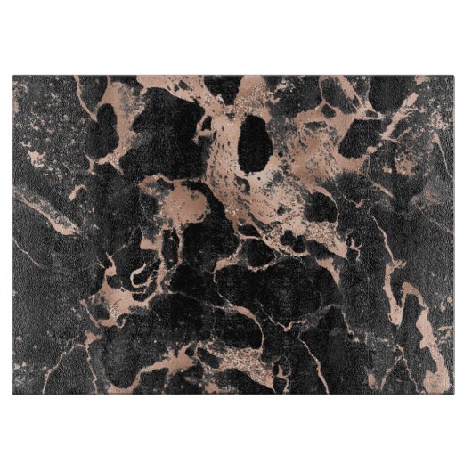 黒大理石グリッターバラ金ゴールド カッティングボード (正面)