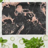 黒大理石グリッターバラ金ゴールド キッチンタオル (折り畳み)