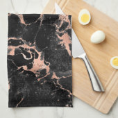 黒大理石グリッターバラ金ゴールド キッチンタオル (四つ折り)