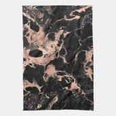 黒大理石グリッターバラ金ゴールド キッチンタオル (縦)
