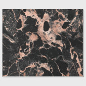 黒大理石グリッターバラ金ゴールド ラッピングペーパー (フラット)