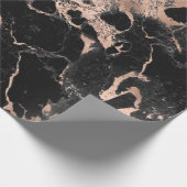 黒大理石グリッターバラ金ゴールド ラッピングペーパー (角)