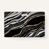 黒大理石ゲート金ゴールドビジネス写真名 バッジ (裏面)