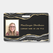 黒大理石ゲートGeodeビジネスフォトID名 バッジ (正面)