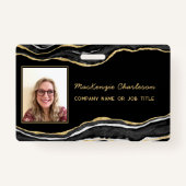 黒大理石ゲートGeodeビジネスフォトID名 バッジ (正面)