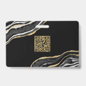 黒大理石ゲートGeodeビジネスQRコード名 バッジ (裏面)