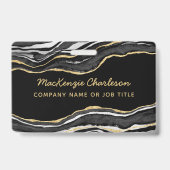 黒大理石ゲートGeodeビジネスQRコード名 バッジ (正面)