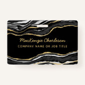 黒大理石ゲートGeodeビジネスQRコード名 バッジ (正面)