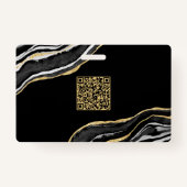 黒大理石ゲートGeodeビジネスQRコード名 バッジ (裏面)
