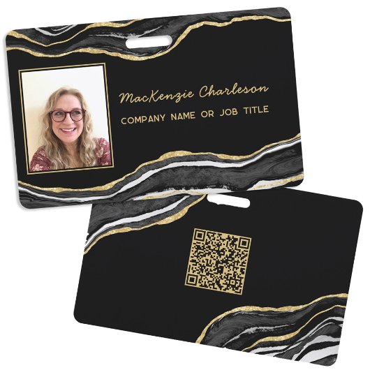 黒大理石ゲートQRコード写真ID名 バッジ