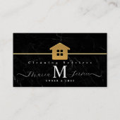 黒大理石ゴールデンハウスデザイン清掃サービス 名刺 (正面)