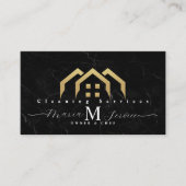 黒大理石ゴールデンハウスデザイン清掃サービス 名刺 (正面)