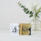 黒大理石ゴールデンハウスデザイン清掃サービス 名刺 (スタンド正面)