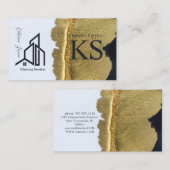 黒大理石ゴールデンハウスデザイン清掃サービス 名刺 (正面/裏面)