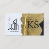 黒大理石ゴールデンハウスデザイン清掃サービス 名刺 (正面)