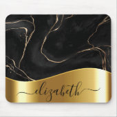 黒大理石ゴールデンフォイル マウスパッド (正面)