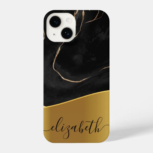 黒大理石ゴールデンフォイル iPhoneケース (裏面)