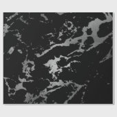 黒大理石シルバーシャイニー深いグレーシャドウ ラッピングペーパー (フラット)