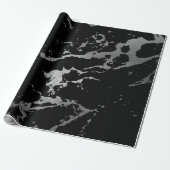 黒大理石シルバーシャイニー深いグレーシャドウ ラッピングペーパー (アンロールド)